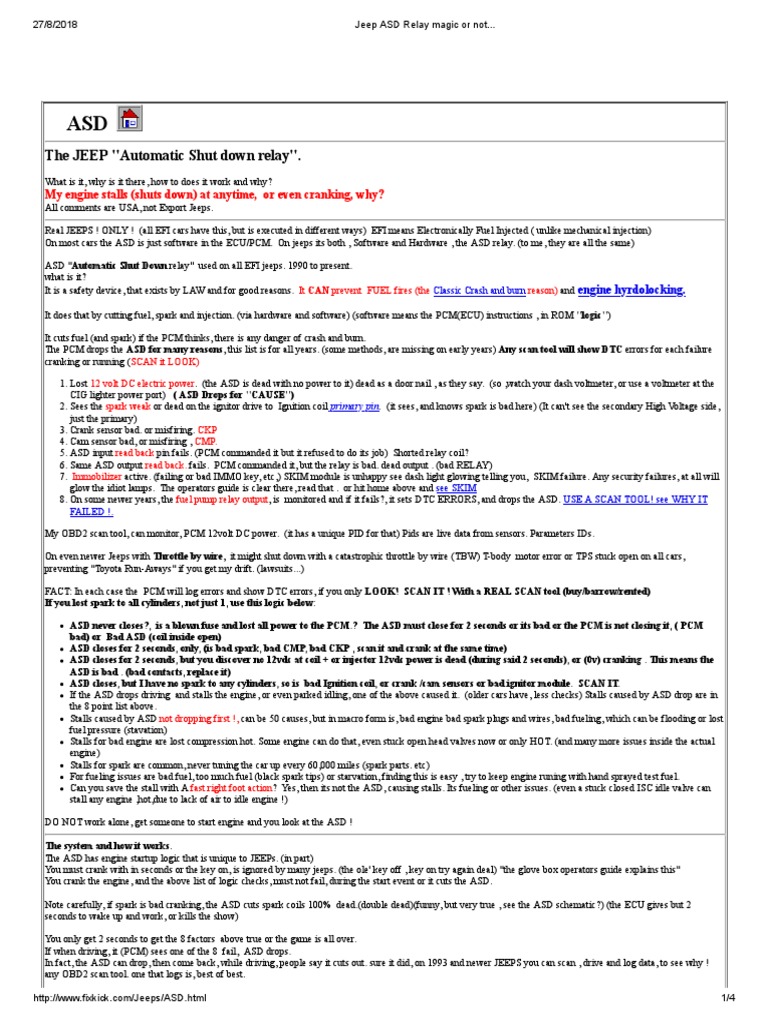 Understanding the Automatic Shut Down (ASD) Relay in Jeeps Its Purpose, Function, and