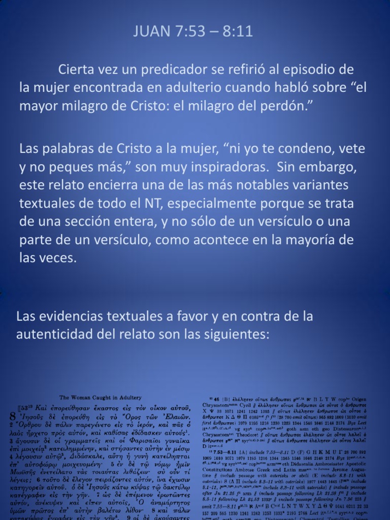 Juan 7:53 - 8:11 | PDF | Evangelios | Cristianismo antiguo