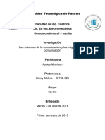 Las Máximas de La Comunicación y Los Orígenes de La Comunicación