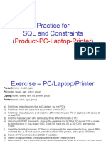Practice For SQL and Constraints : Product-PC-Laptop-Printer
