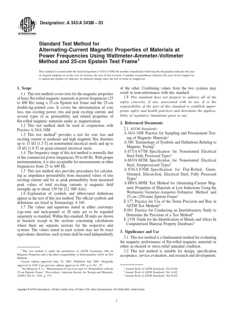 Astm A343&343m 2003 PDF | PDF | Inductor | Inductance