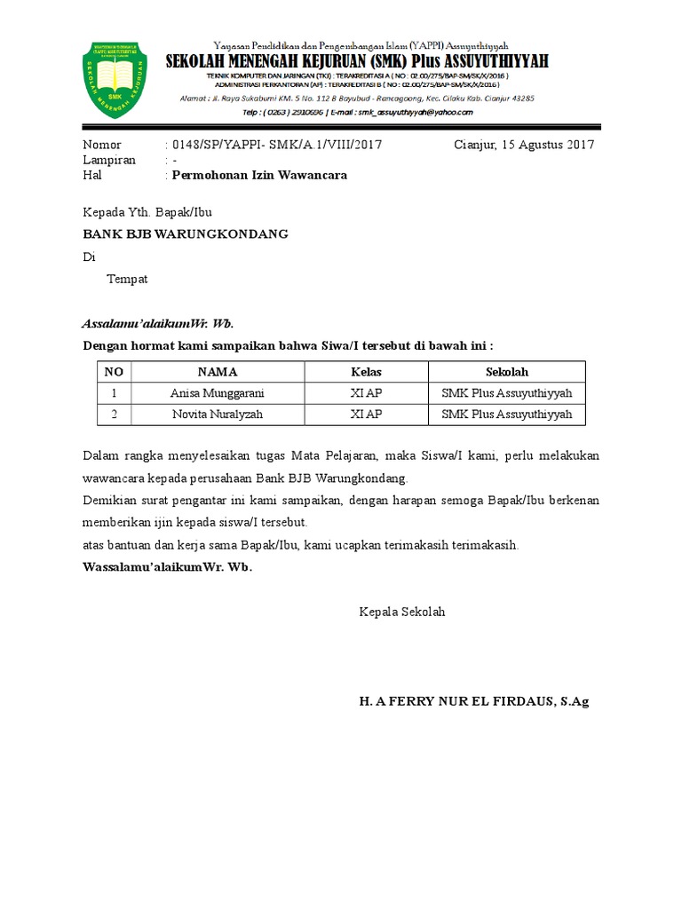 Contoh Surat Izin Observasi Pdf