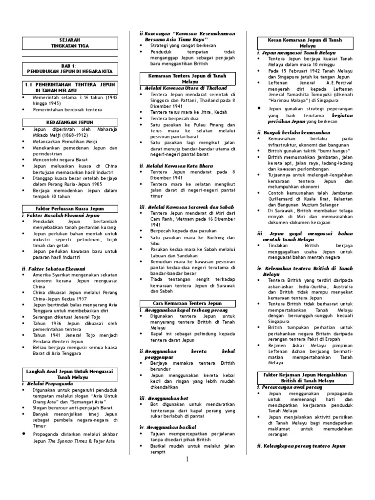 Sejarah Tingkatan 3 Pmr Semua Nota Pdf
