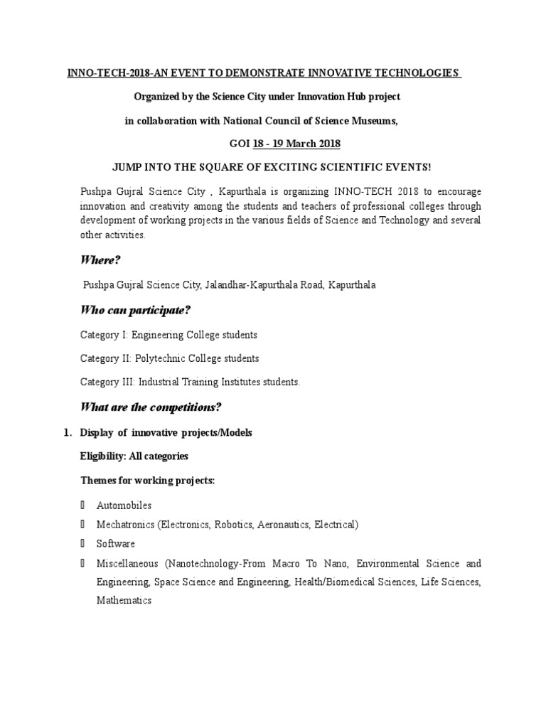 Innotech 2018 | PDF | Engineering | Science