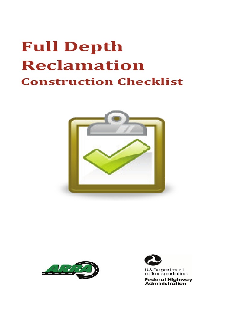 Full Depth Reclamation: Construction Checklist | PDF | Road Surface ...