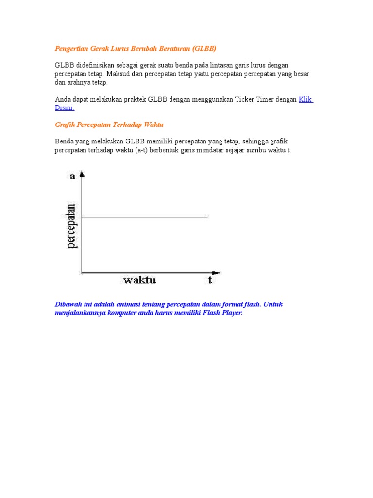 Pengertian Gerak Lurus Berubah Beraturan