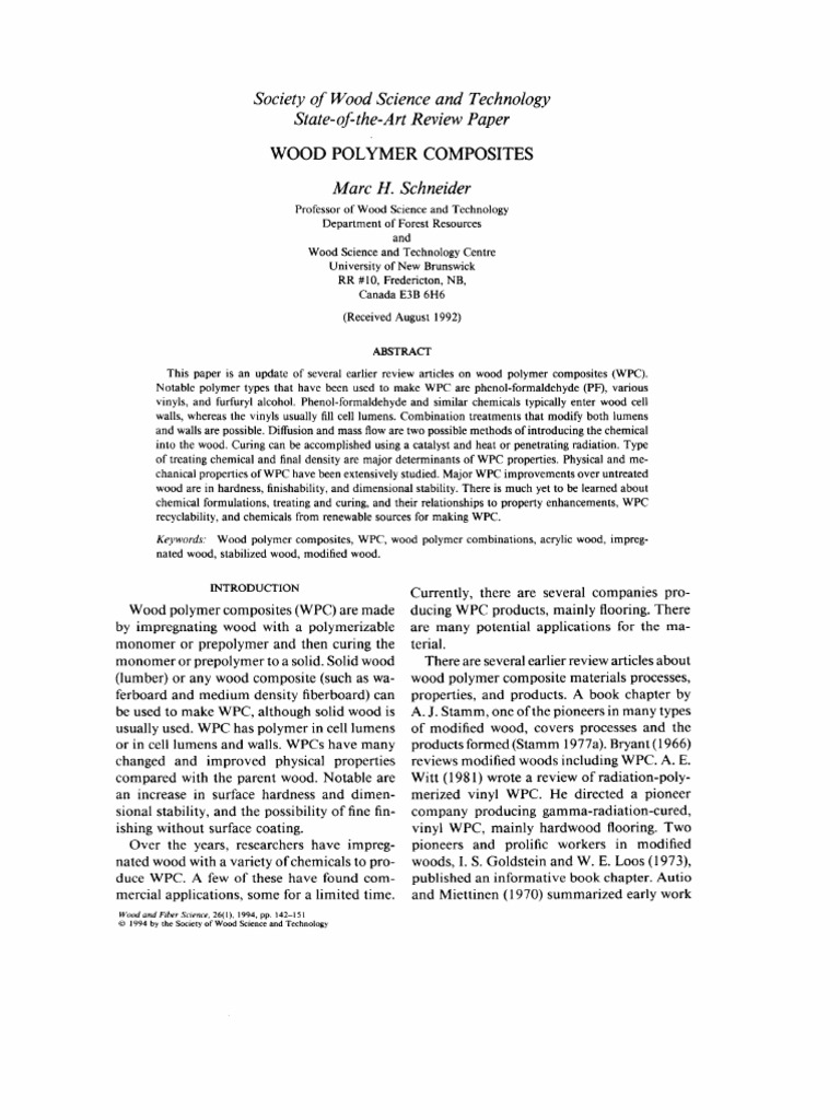 Wood Polymer Composites: of and Review Paper | PDF | Wood | Polymers