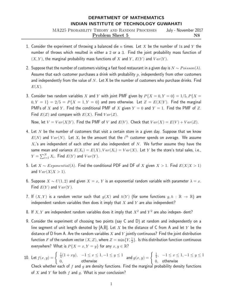 Psheet 5 Probability And Statistics Statistical Theory