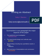 Writing An Abstract: Sally - Benton@bartshealth - Nhs.uk