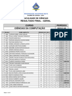 Resultados da Faculdade de Ciências da Universidade Agostinho Neto