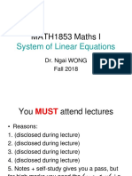 MATH1853 Maths I: System of Linear Equations