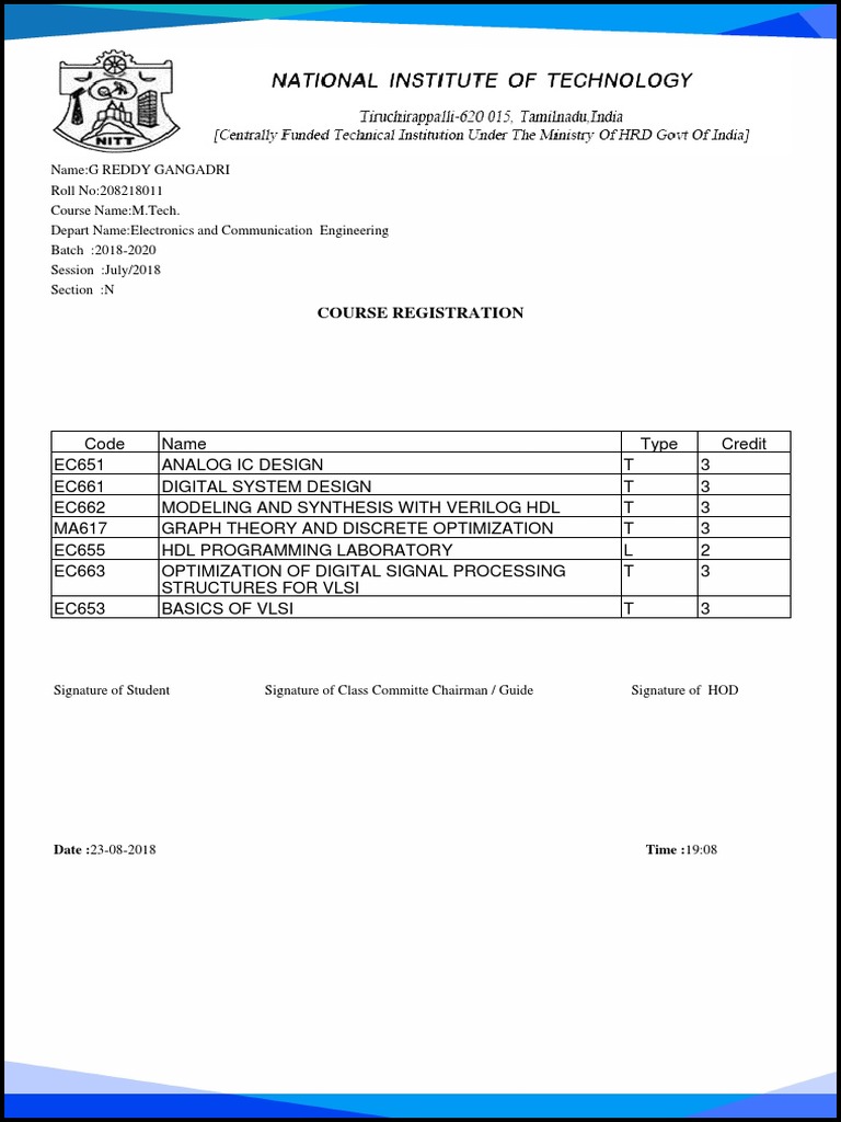 M.Tech ECE Course Registration 2018 | PDF | Computers