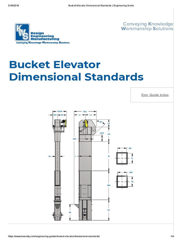 Bucket Elevator Dimensional Standards Engineering Guide PDF Nature