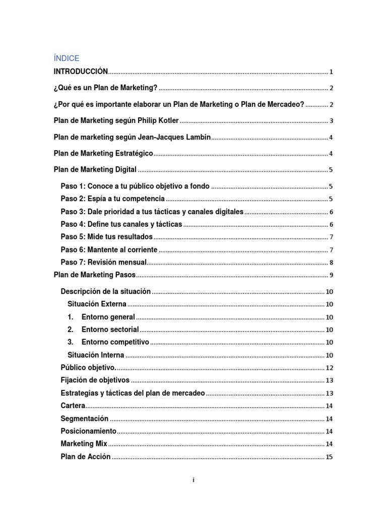 Plan de Marketing | PDF | Producto (Negocio) | Marketing