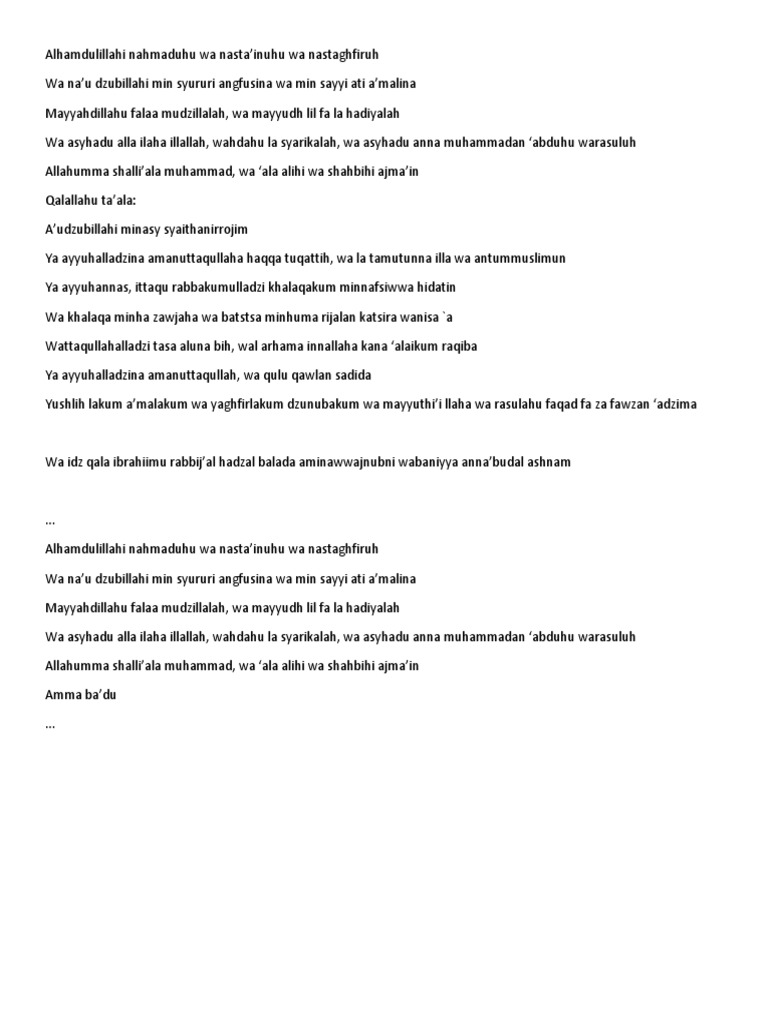 Alhamdulillahi Nahmaduhu Wa Nasta