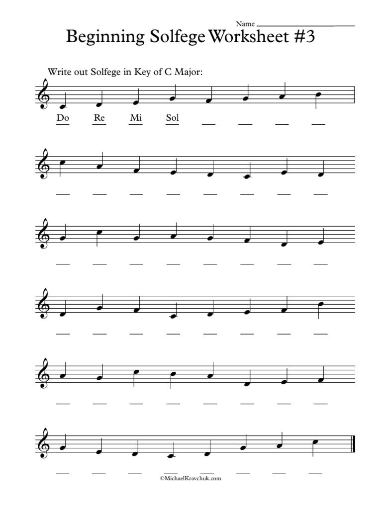Solfege Worksheet 3 Full Score