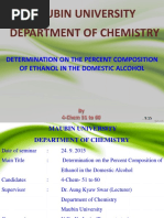 Department of Chemistry Maubin University: Determination On The Percent Composition of Ethanol in The Domestic Alcohol