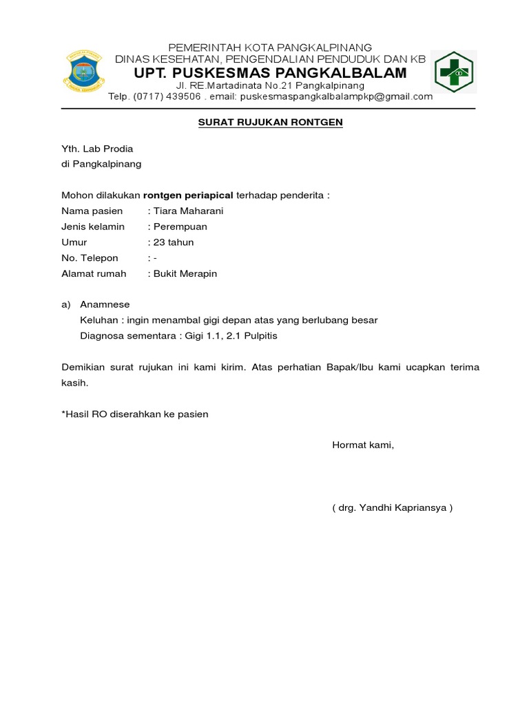 Surat Rujukan Rontgen