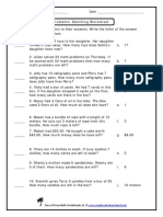 Subtraction Word Problems-Matching Worksheet: Name - Date