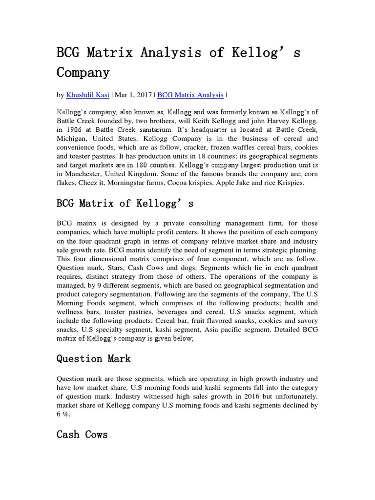 BCG Matrix | PDF | Food And Drink | Business