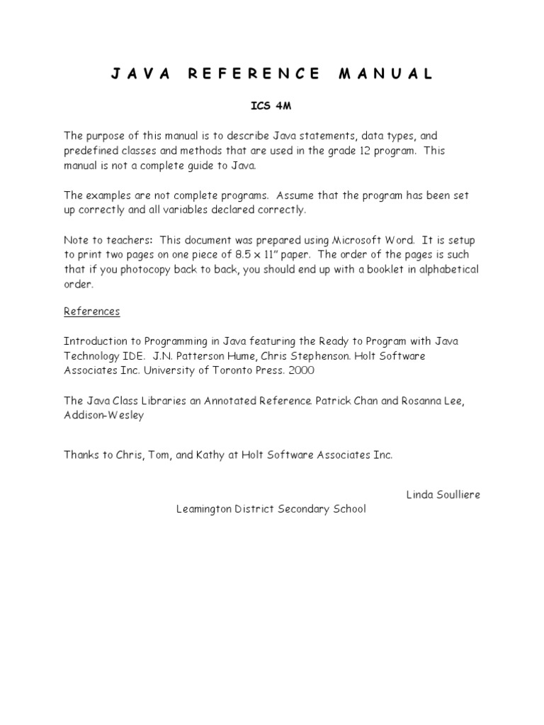 Java Reference Manual: Ics 4M | PDF | Boolean Data Type | Control Flow