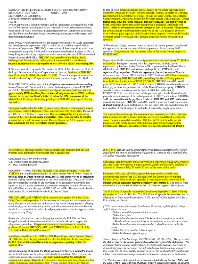 BPI V Guevarra PDF Lawsuit Judgment (Law)