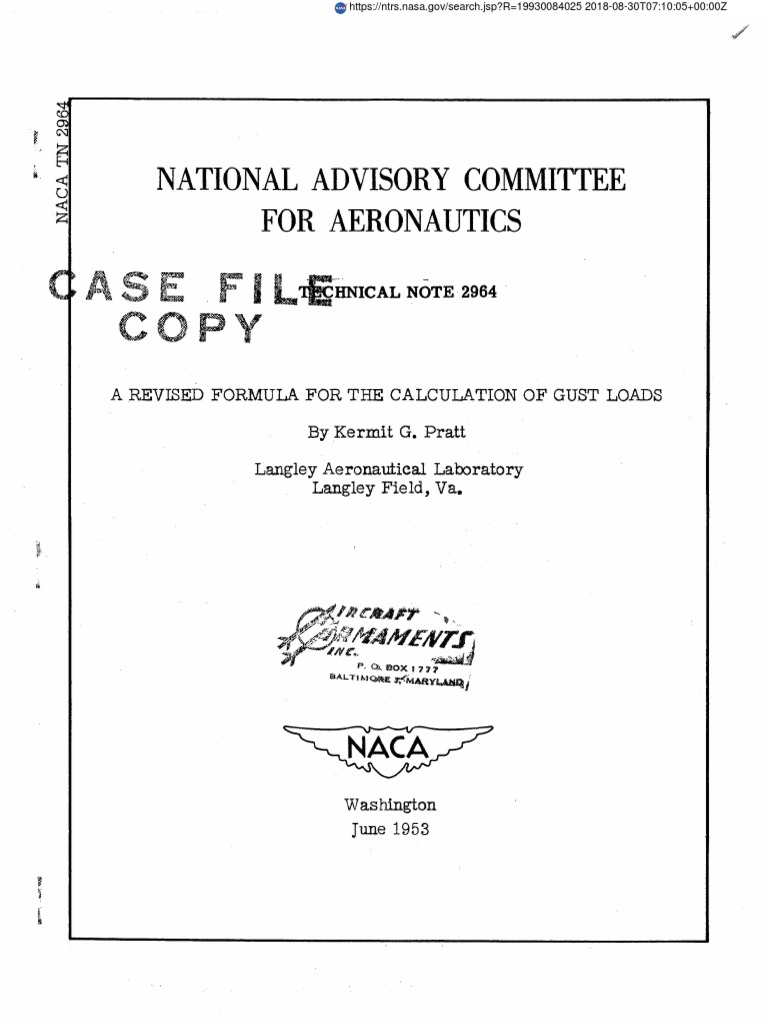 Revised Gust Load Formula 1953 | PDF | Velocity | Teaching Mathematics