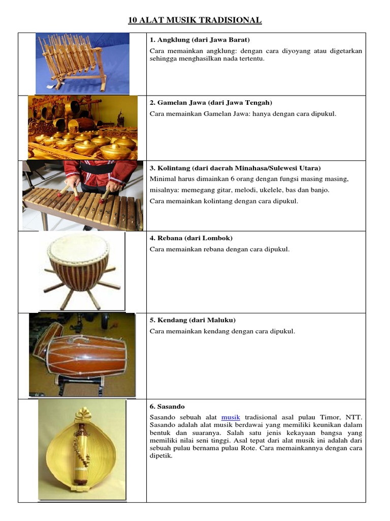 10 Alat Musik Tradisional