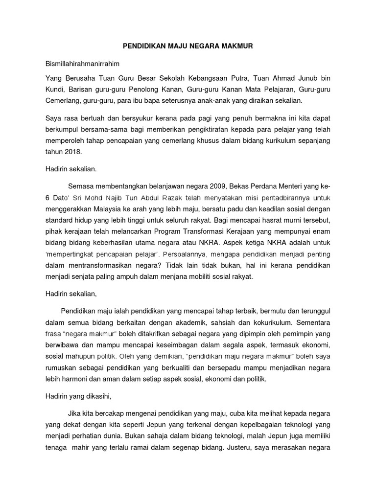 Pendidikan Maju Negara Makmur