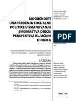 Mogućnosti Unapređenja Socijalne Politike U Smanjivanju Siromaštva Djece: Perspektiva Ključnih Dionika