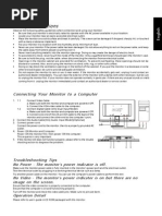 Safety Instructions: Connecting Your Monitor To A Computer
