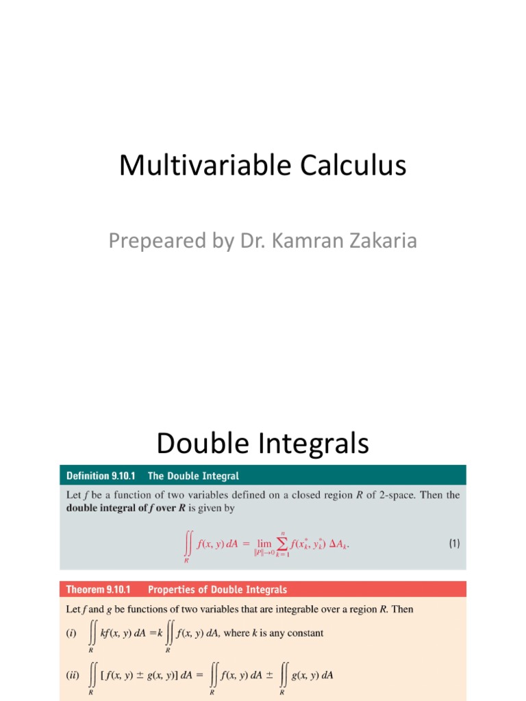 Double Integrals and Theorems Overview | PDF | Integral | Multivariable ...