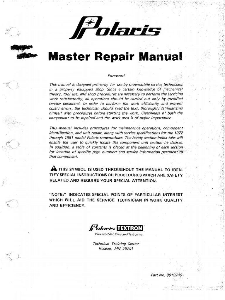 1972-1981_PolarisMasterRepair | Suspension (Vehicle) | Transmission  (Mechanics)