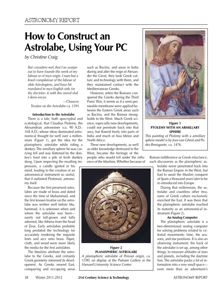 Building an Astrolabe with PC Tools | PDF | Equator | Circle