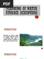 Planning of Water Storage Reservoirs Sarah