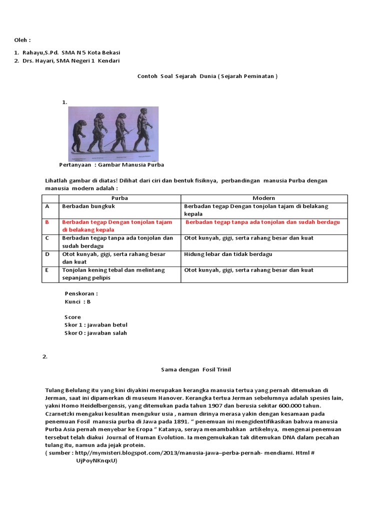 Soal Hots Sejarah Dunia