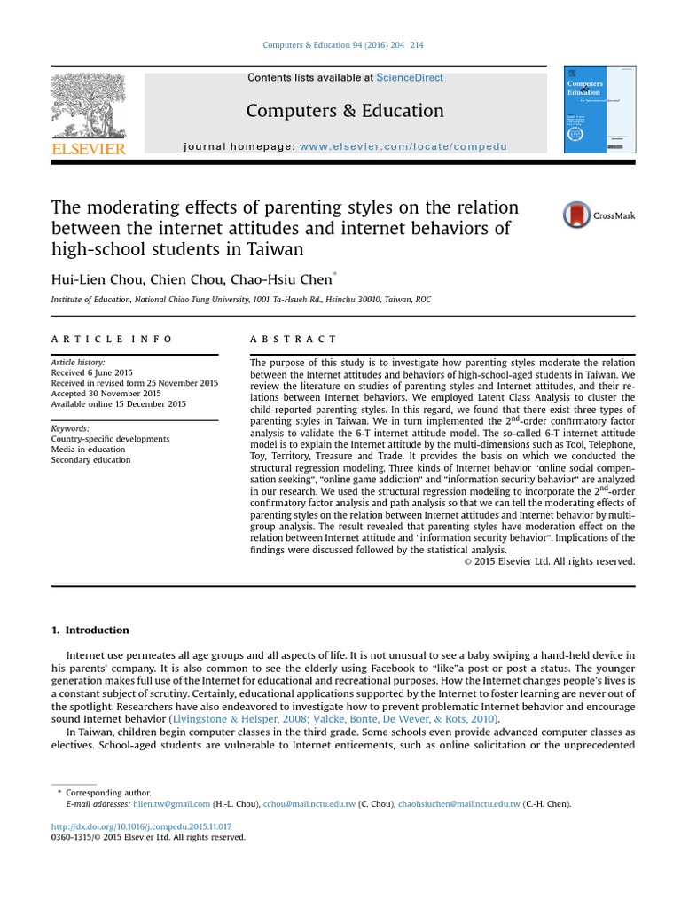 Chou, H. L. The Moderating Effects of Parenting Styles On The Relation ...
