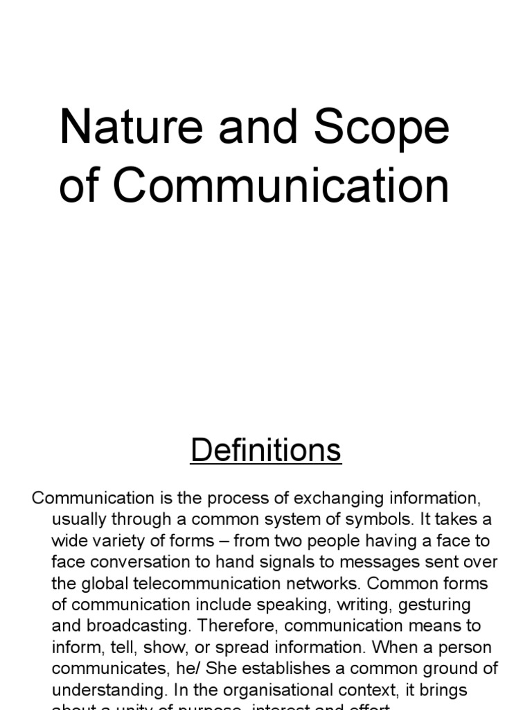 Nature and Scope of Communication | PDF | Communication | Cognitive Science