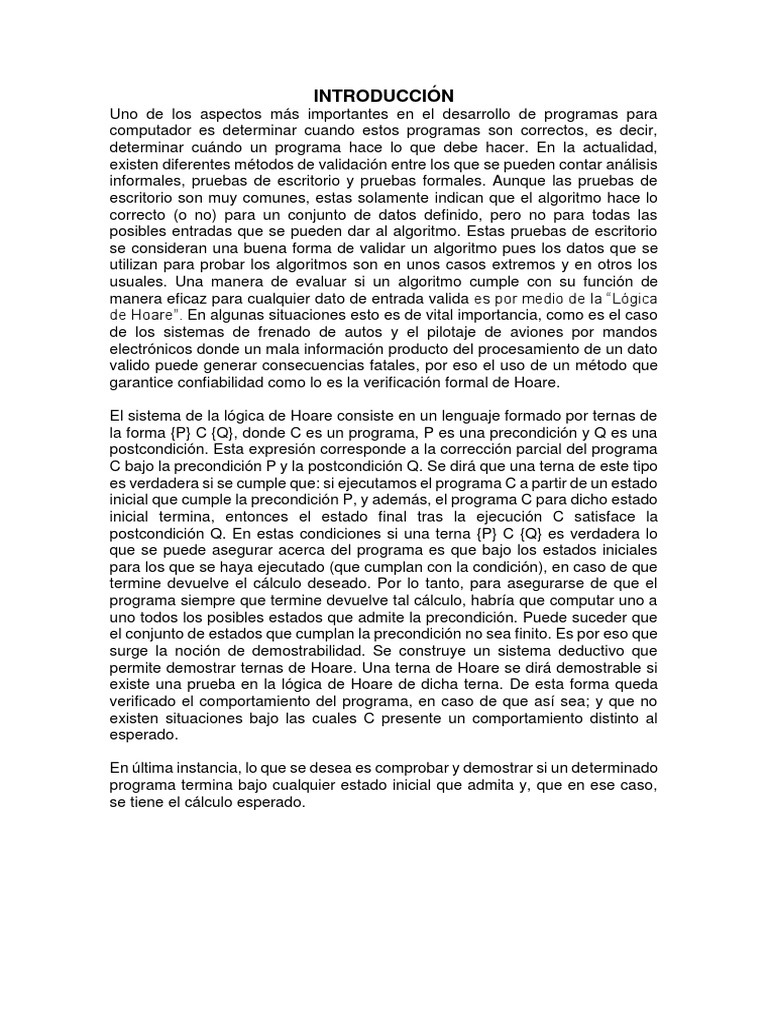 Logica de Hoare PDF Programa de computadora Programación
