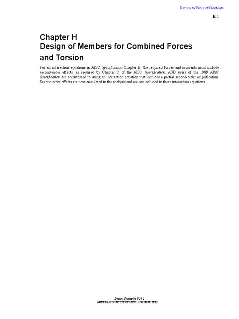 AISC SCM2013 - Designexample Chapter H Design of Members For Combined ...