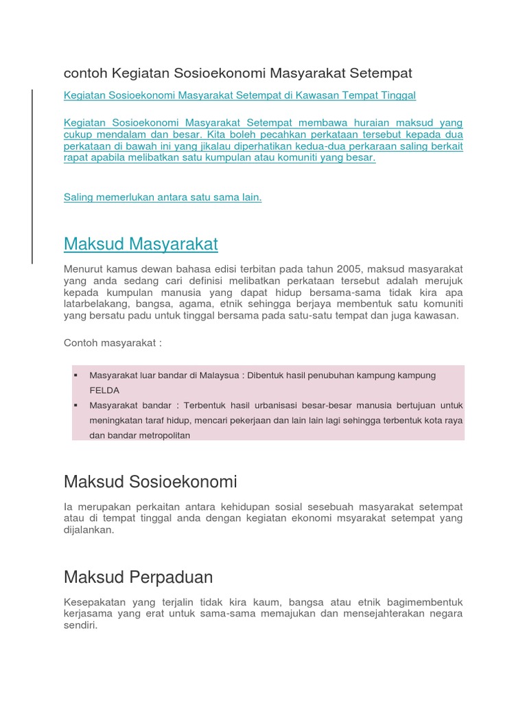 Contoh Kegiatan Sosioekonomi Masyarakat Setempat Pdf