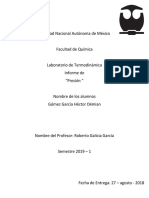 UNAM Facultad de Química Informe Presión laboratorio termodinámica