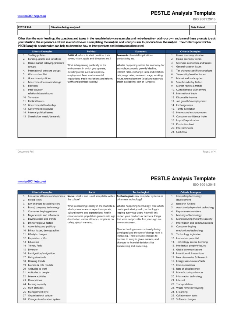 pestle analysis template pdf Within Pestel Analysis Template Word 2