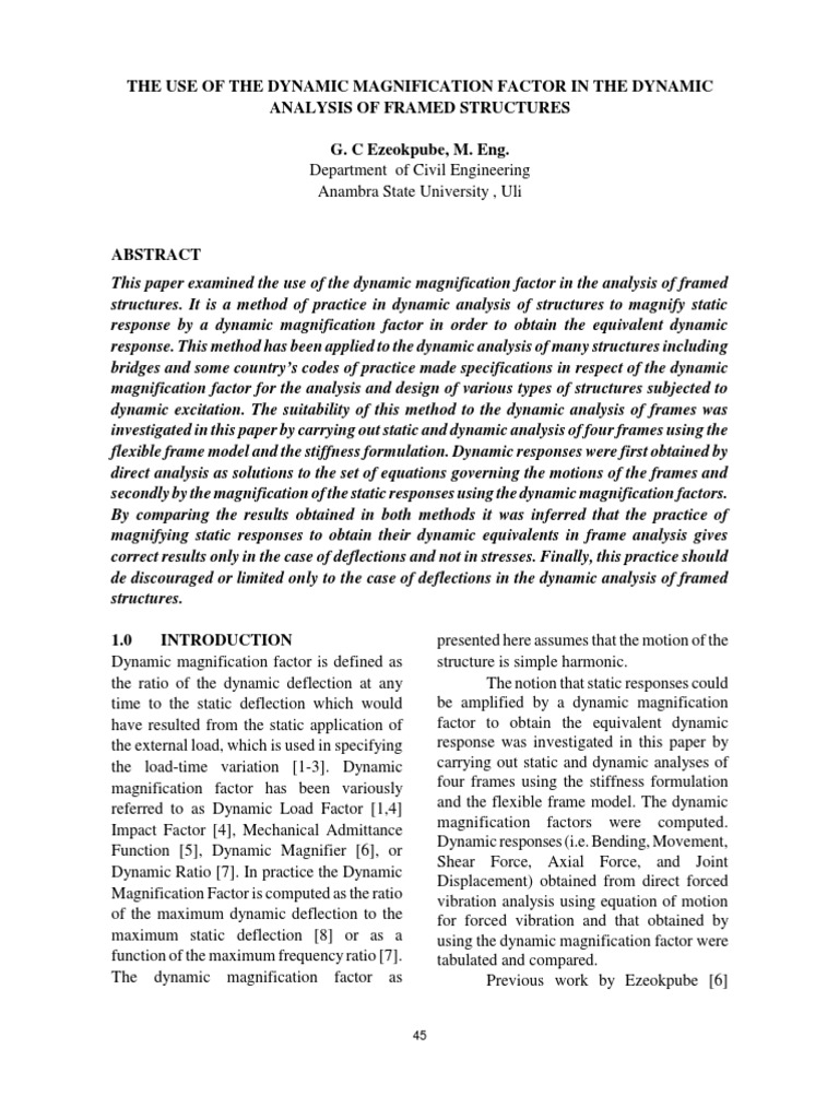 Dynamic Magnification Factor in Frame Analysis | PDF | Bending | Force