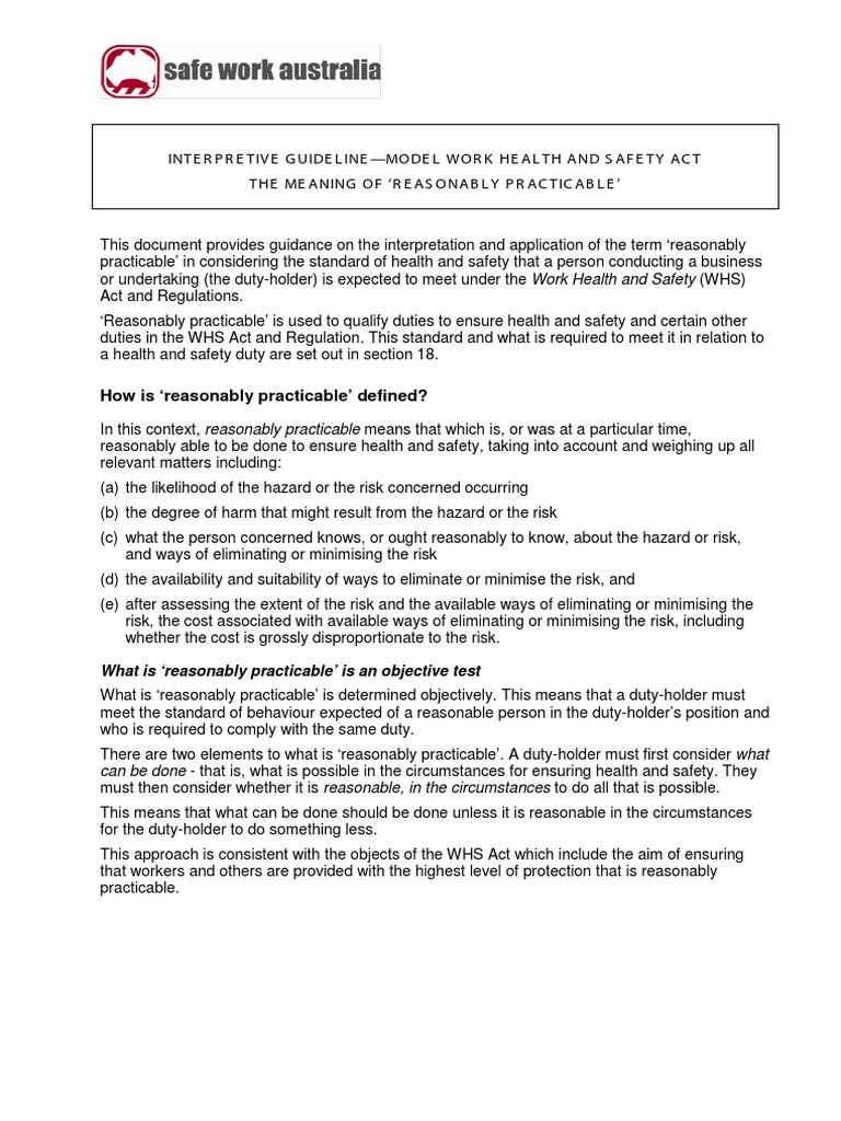 Interpretive Guideline - Reasonably Practicable PDF | PDF | Risk ...