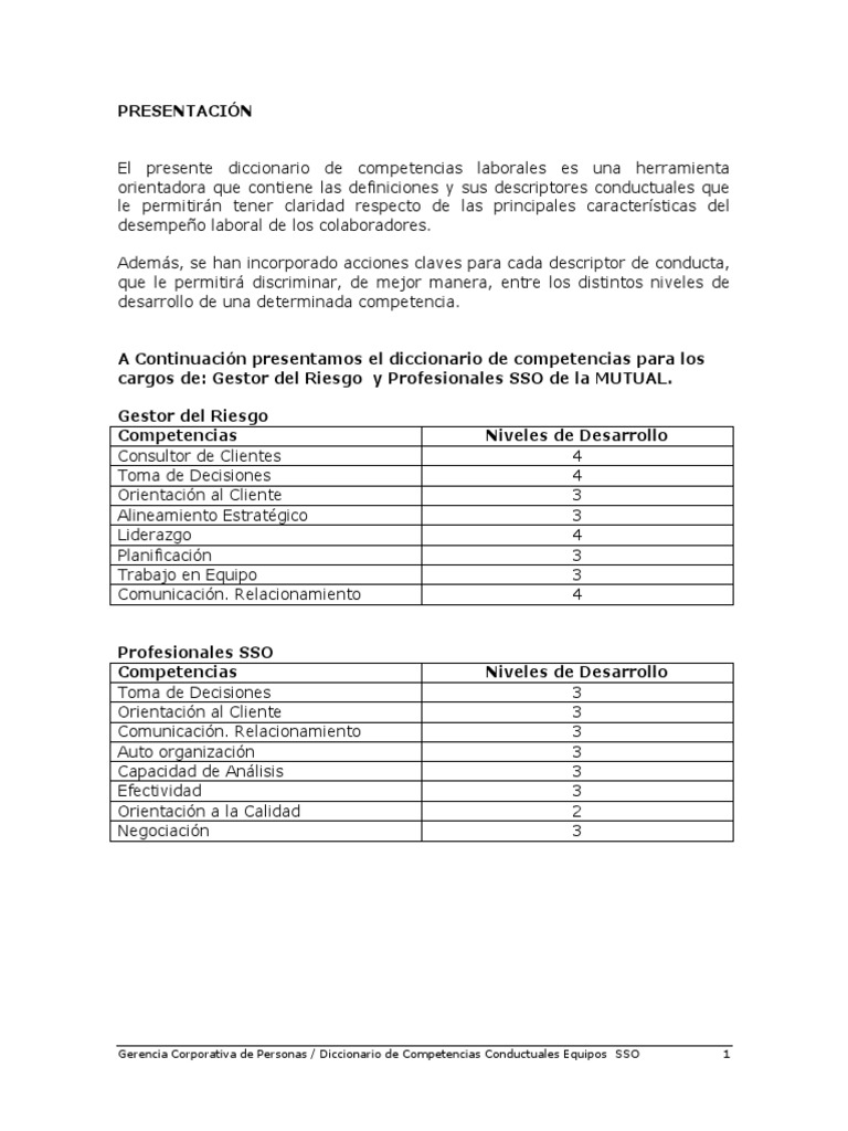 Diccionario de 120 Competencias Laborales | PDF | Planificación | Liderazgo