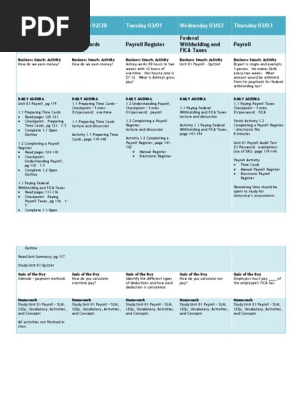 Daily Agenda Unit 03 Payroll