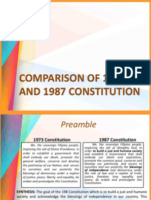 Comparison Of 1973 And 1987 Constitution Constitutional Amendment United States Congress