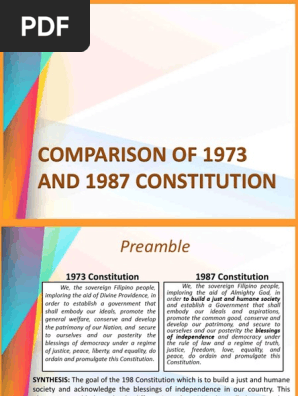 Comparison Of 1973 And 1987 Constitution Constitutional Amendment United States Congress