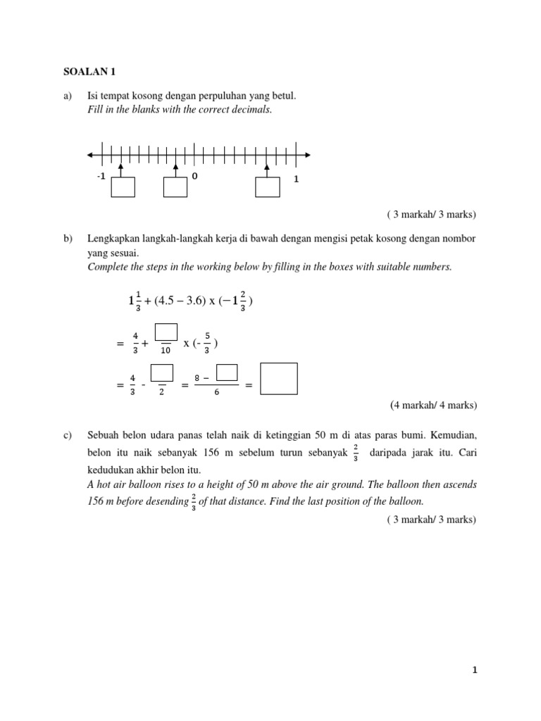Soalan Matematik Tingkatan 1: Latihan dan Penyelesaian | PDF